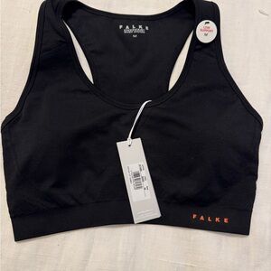 Falke Black Sports Bra with Orange Logo